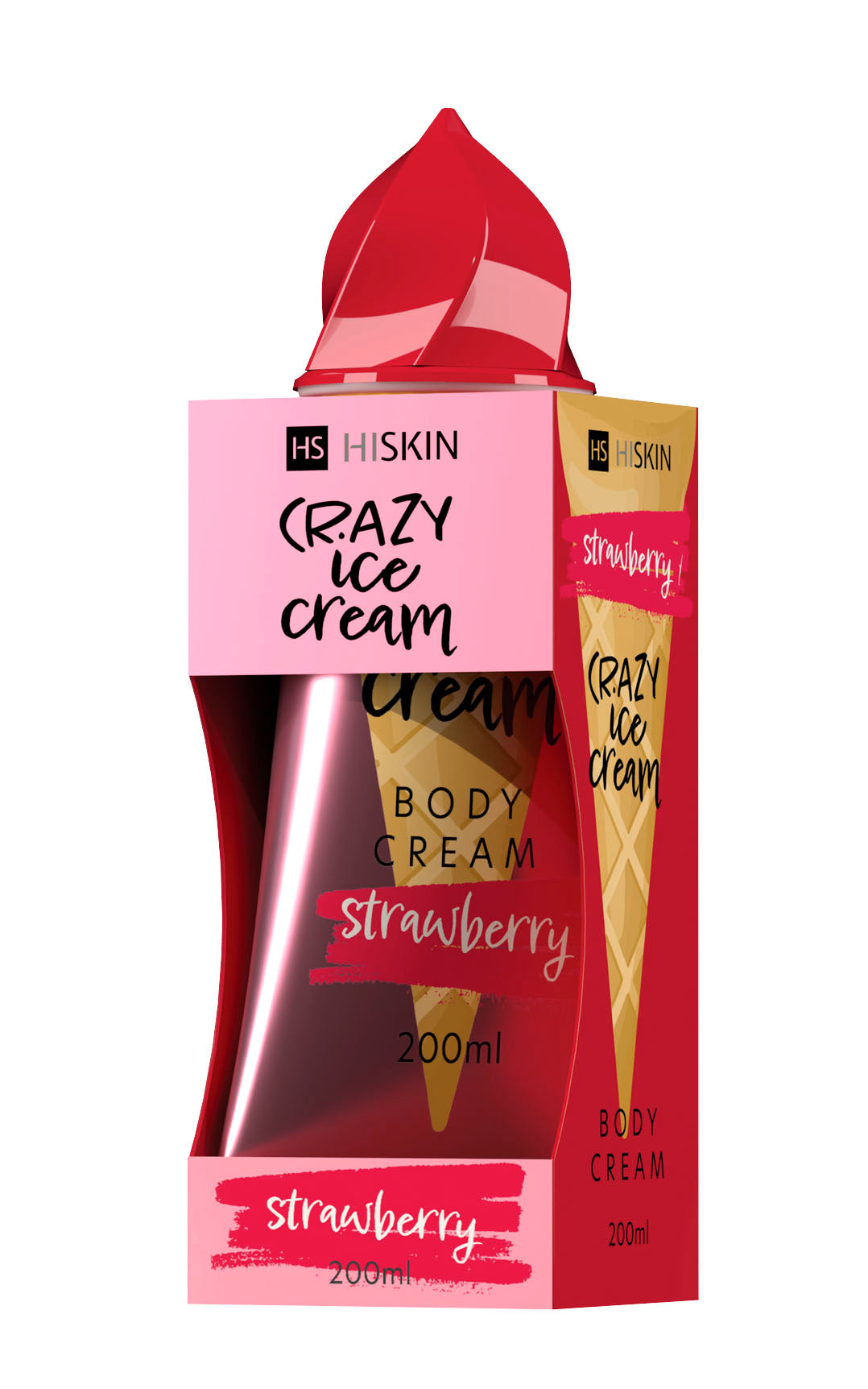 Crazy Body drėkinantis kūno kremas "Braškiniai ledai", 200ml - Odiste
