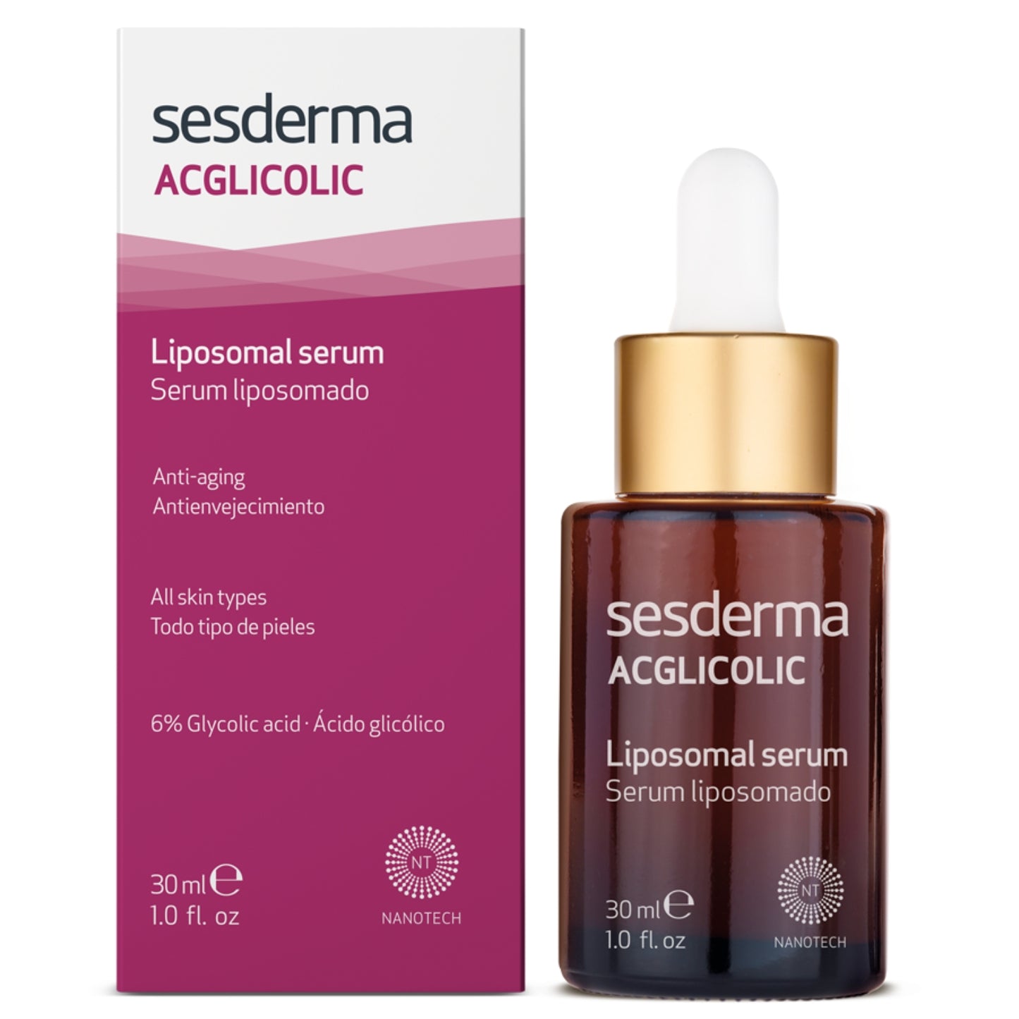 SESDERMA ACGLICOLIC JAUNINANTIS LIPOSOMINIS SERUMAS, 30 ml - Odiste