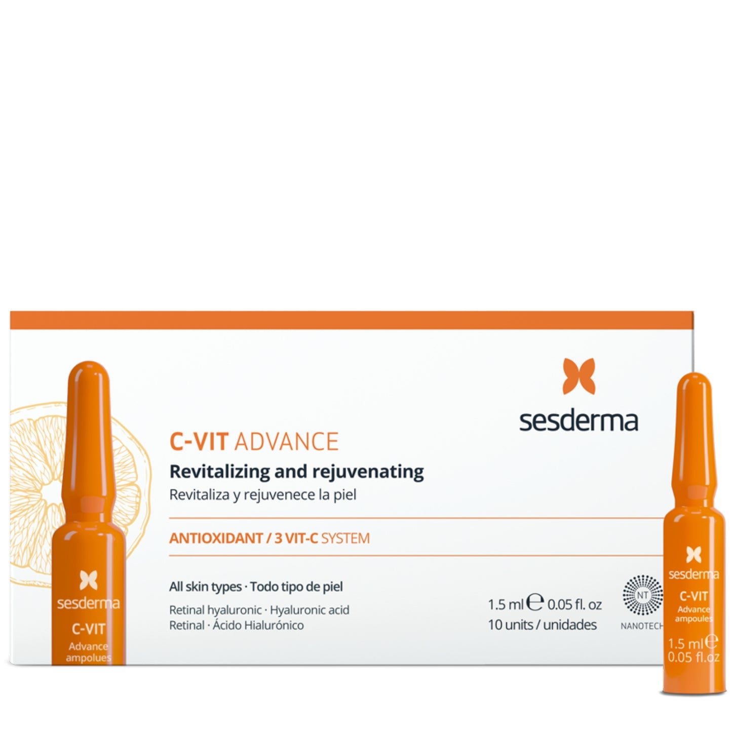 SESDERMA C-VIT ADVANCE SKAISTINANČIOS AMPULĖS SU RETINOLIU, 10x1,5 ml - Odiste