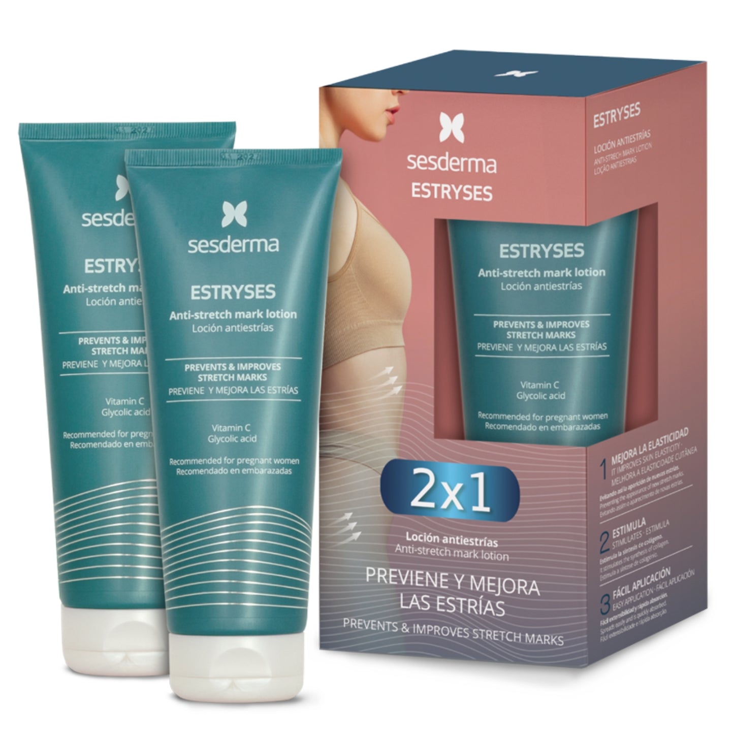 SESDERMA ESTRYSES KŪNO LOSJONŲ NUO STRIJŲ RINKINYS, 2x200 ML - Odiste
