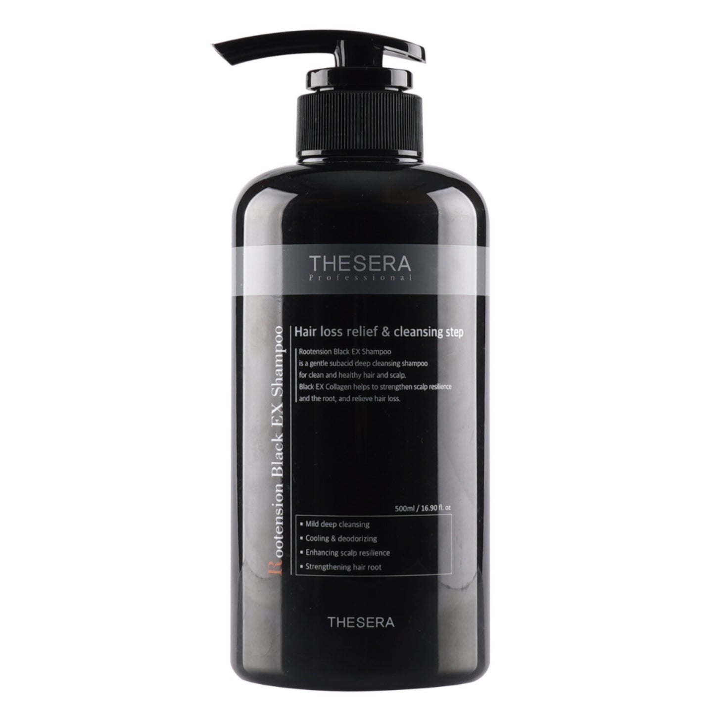 THESERA ROOTENSION BLACK EX ŠAMPŪNAS, 500 ML - Odiste